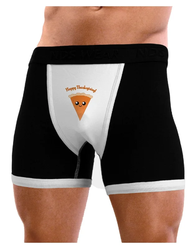 Men’s comfy cotton briefs-Cute Pie Slice- Happy Thanksgiving Mens Boxer Brief Underwear