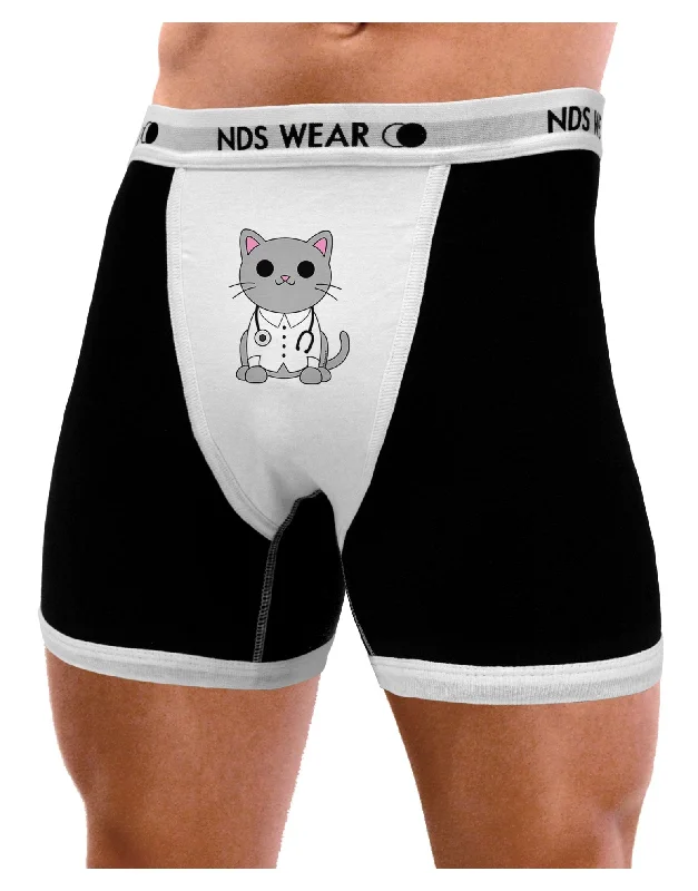 Men’s smooth mesh boxer briefs-Dr Cat MD - Cute Cat Design Mens Boxer Brief Underwear by TooLoud