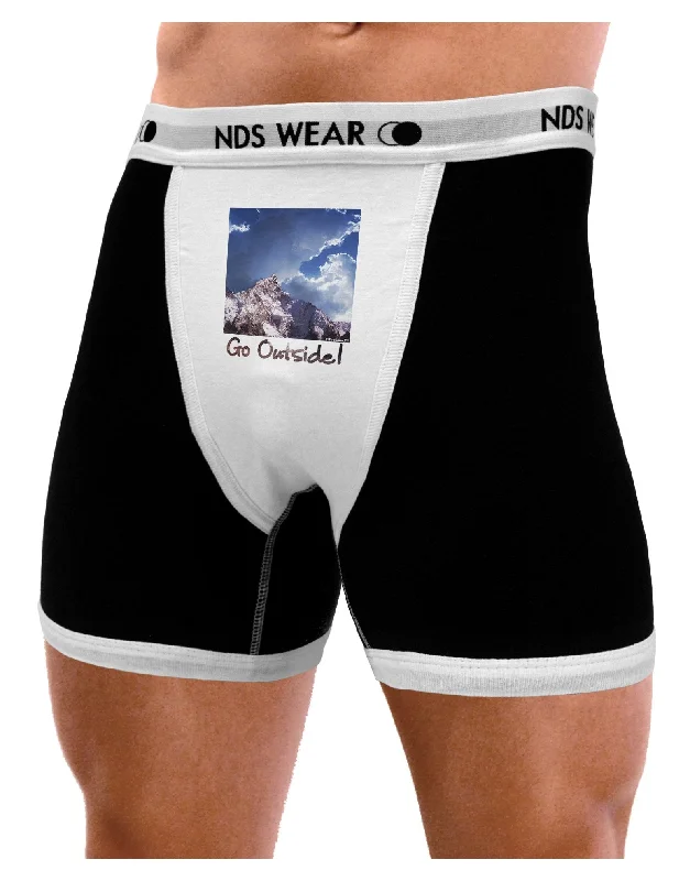 Men’s organic cotton boxer briefs-Go Outside Mountain Mens Boxer Brief Underwear by TooLoud