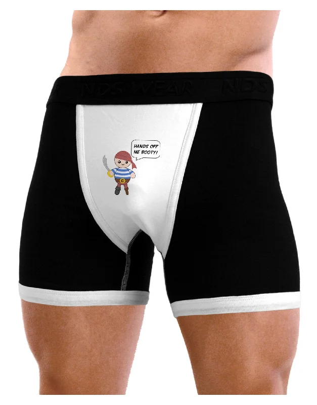 Men’s organic cotton boxer briefs-Hands Off Me Booty - Petey the Pirate Mens Boxer Brief Underwear