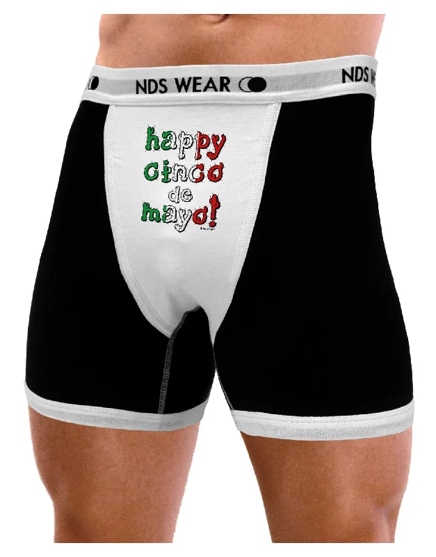 Men’s quick-dry cotton-blend boxers-Happy Cinco de Mayo - Cactus Design Mens Boxer Brief Underwear by TooLoud