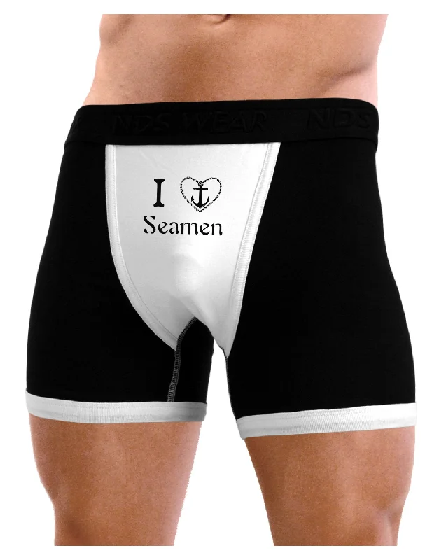 Men’s cotton moisture-wick trunks-I Love Heart Anchor Seamen Mens Boxer Brief Underwear