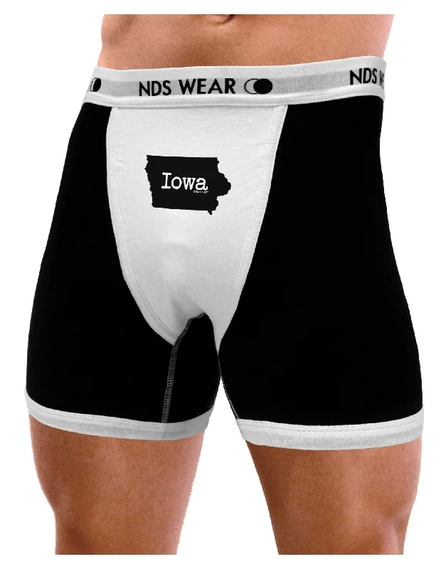 Men’s bold solid boxer briefs-Iowa - United States Shape Mens Boxer Brief Underwear by TooLoud