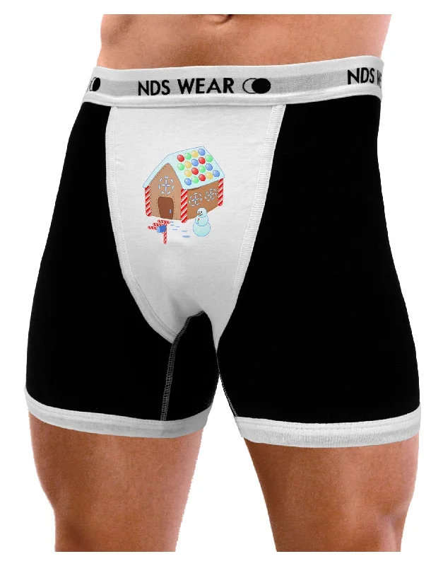 Men’s stretchy microfiber boxers-Little Gingerbread House Design #1 Mens Boxer Brief Underwear by TooLoud