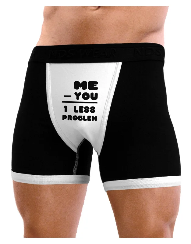 Men’s breathable cotton briefs-Me - You = 1 Less Problem Mens Boxer Brief Underwear