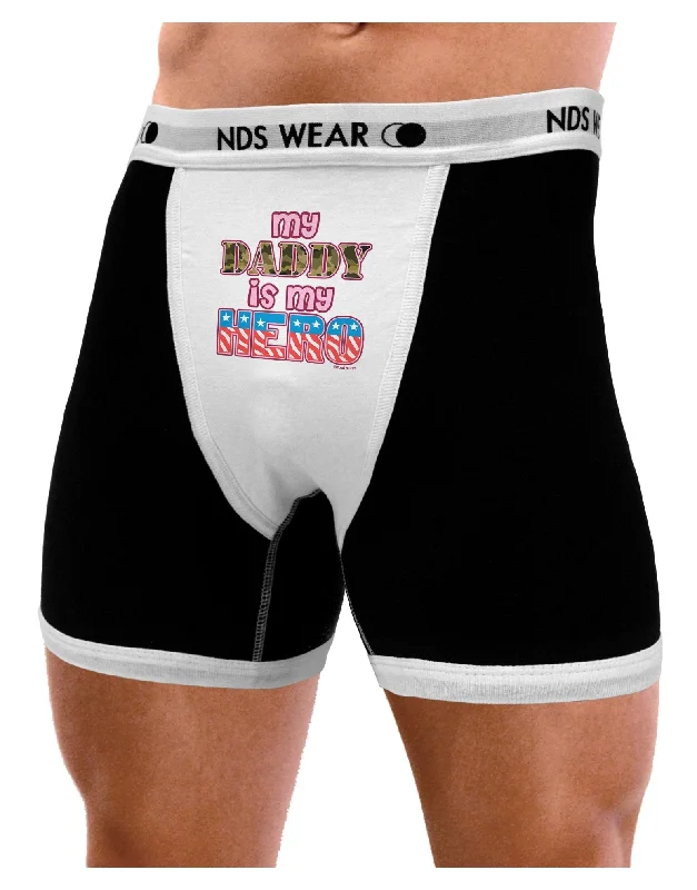 Men’s anti-slip bamboo boxer briefs-My Daddy is My Hero - Armed Forces - Pink Mens Boxer Brief Underwear by TooLoud