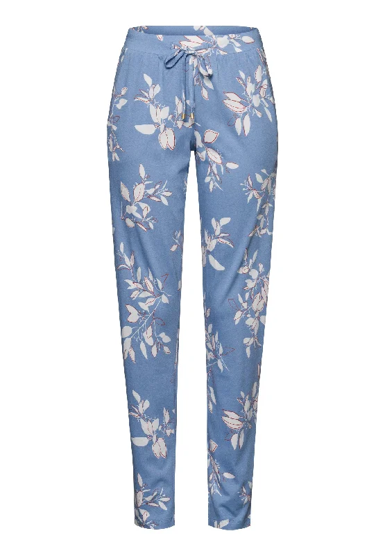 Women’s smooth jersey pajamas-Sleep And Lounge Cotton Blend Drawstring Pants | Pearly Flowers 74845-2158