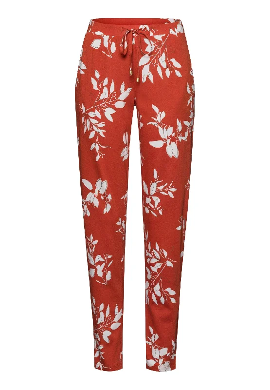 Women’s smooth bamboo pajama set-Sleep And Lounge Cotton Blend Drawstring Pants | Tangerine Flowers 74845-2159