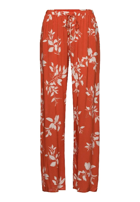 Women’s breathable cotton sleepwear-Sleep And Lounge Pants | Tangerine Flowers 74850-2159