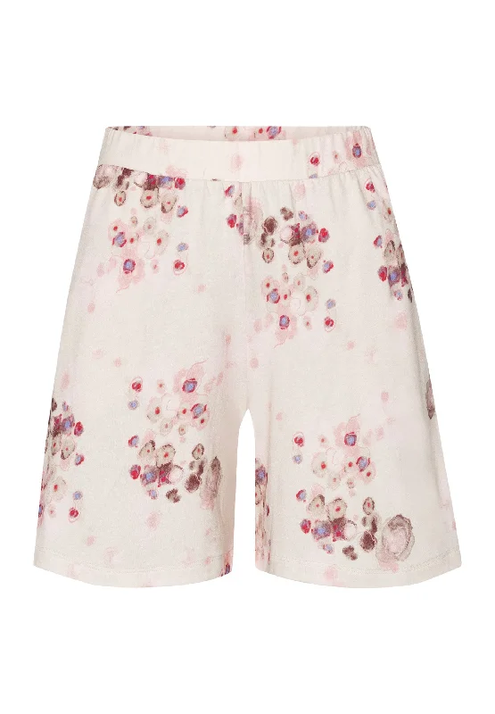 Women’s warm bamboo sleepwear-Sleep And Lounge Shorts | Watery Blossoms 77486-2367