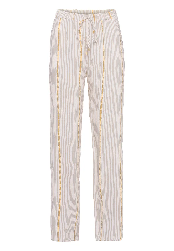 Women’s stylish velour sleep set-Sleep And Lounge Woven Long Pant | Safari Stripe 77617-2008