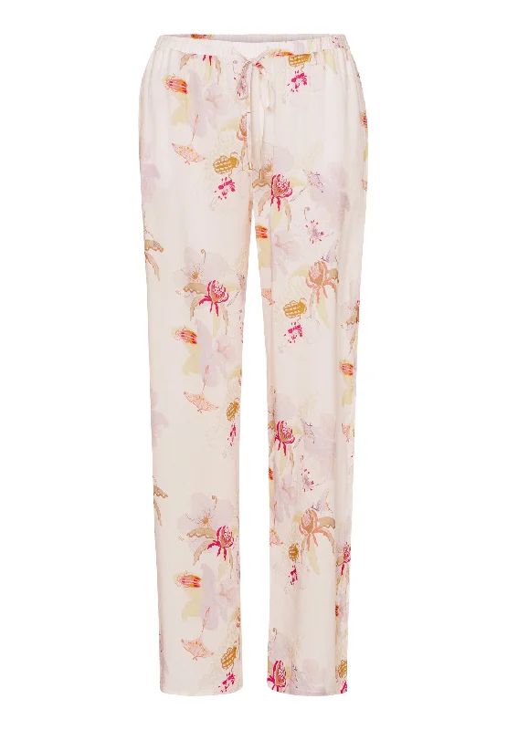 Women’s stylish flannel pajamas-Sleep And Lounge Woven Long Pant | Bustling Garden 77617-2956