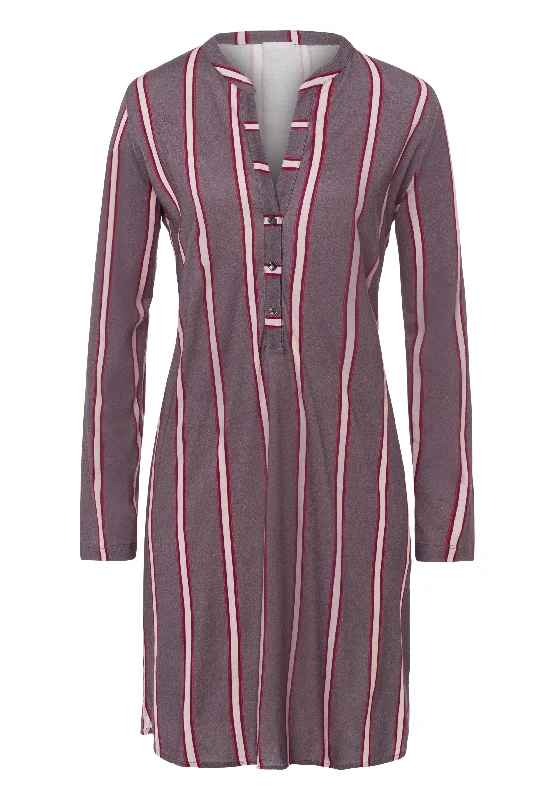 Women’s bold stripe pajama set-Sleep And Lounge Cotton Blend Nightgown | Sleek Stripe 77618-2934