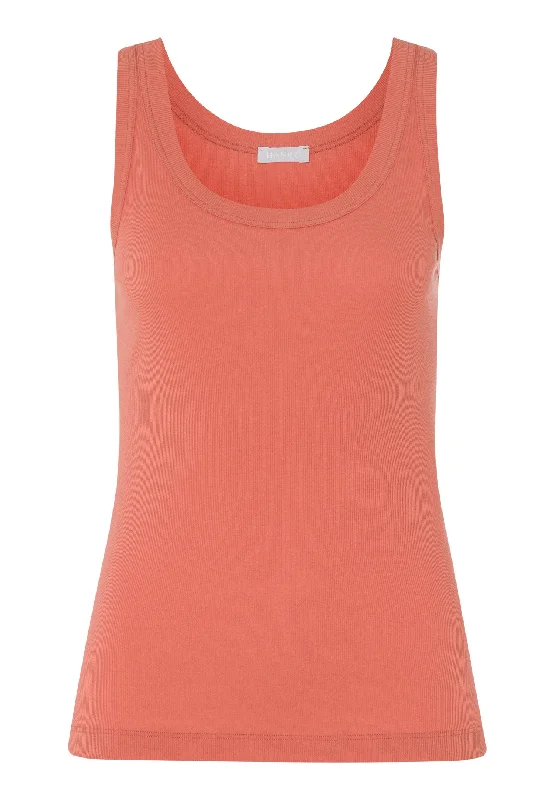 Women’s bold print nightgown-Sleep And Lounge Ribbed Cotton Tank Top | Apricot Brandy 77751-2294