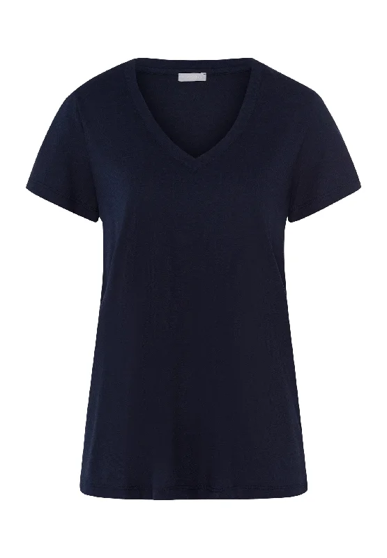 Women’s cozy modal nightgown-Sleep And Lounge V-Neck T-Shirt | Deep Navy 77876-1610