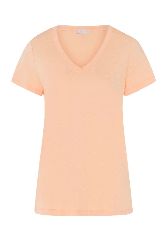 Women’s lightweight jersey sleep set-Sleep And Lounge V-Neck T-Shirt | Peach Nougat 77876-2274