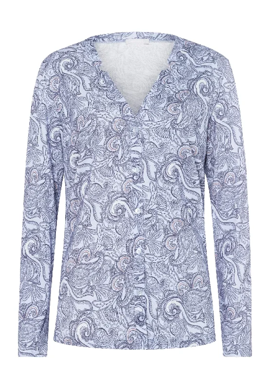 Women’s trendy satin robe-Sleep And Lounge Button Front Shirt | Calm Paisley 77934-2954