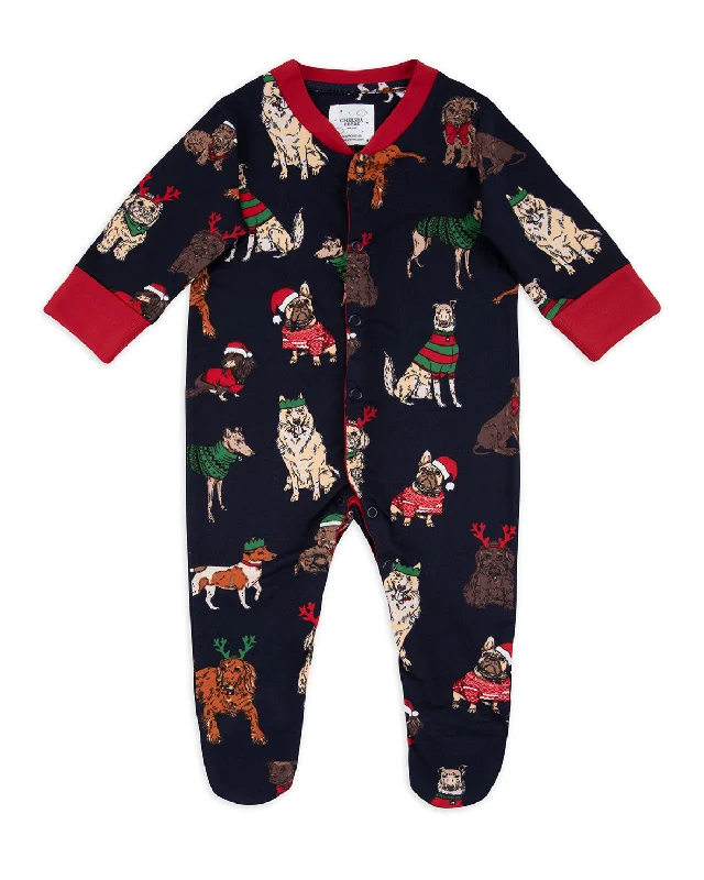 Women’s smooth satin sleepshirt-Baby 12 Dogs of Christmas Print Sleepsuit