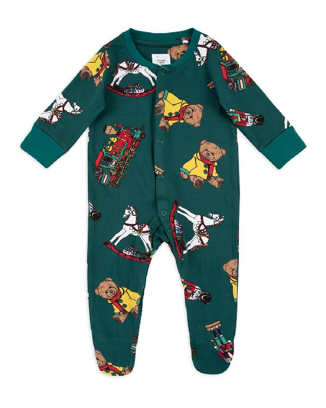 Women’s lightweight jersey sleep set-Baby Christmas Toys Print Sleepsuit