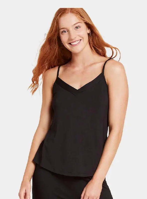 Women’s organic modal chemise-Black Goodnight Women's Bamboo Sleep Cami