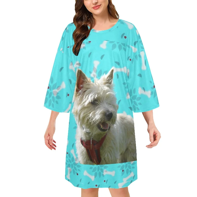 Women’s floral satin nightie-Cairn Terrier Oversized Sleep Shirt