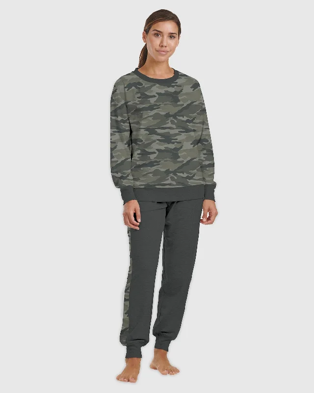 Women’s comfy jersey sleepwear-Camo Dark Shadow Wesport Sleep Set