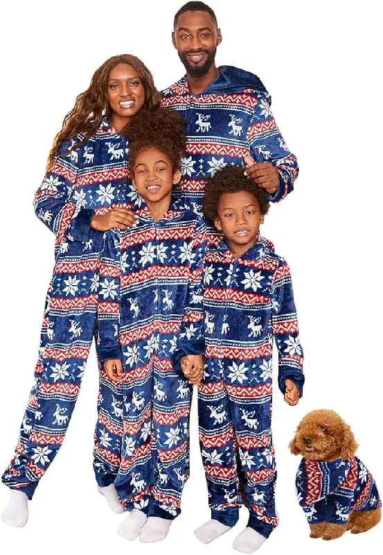 Women’s cozy modal nightgown-Family Christmas Pajamas Onesies Snowflake Hooded Sleeper - Full Set