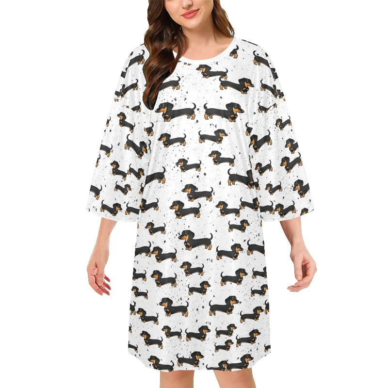 Women’s lightweight bamboo pajamas-Dachshund Oversized Sleep Shirt