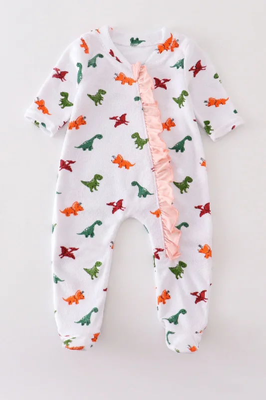 Women’s trendy satin robe-Dinosaur print baby girl sleepsuit