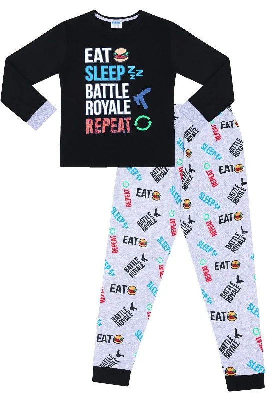 Women’s trendy bamboo chemise-Eat Sleep Battle Royale Repeat Long Pyjamas