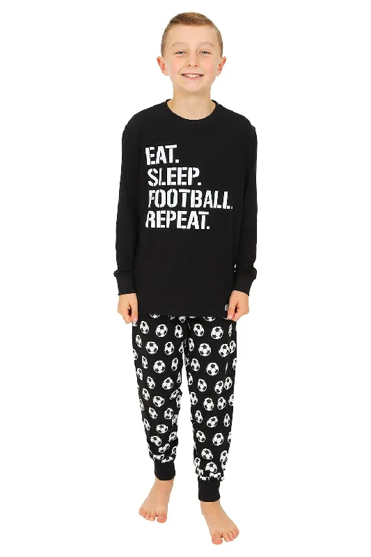 Women’s soft modal nightie-Eat Sleep Football Repeat White Long Pyjamas