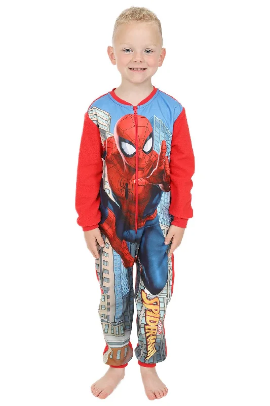 Women’s stylish velour chemise-Marvel Boys Spiderman Fleece Sleepsuit Kids All in One