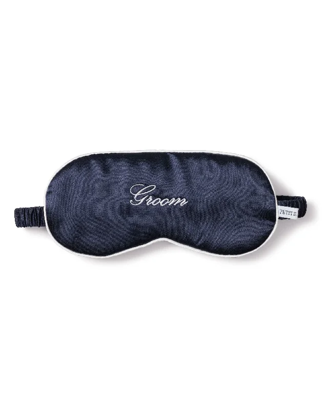 Women’s silky satin nightgown-Navy Silk Groom Sleep Mask