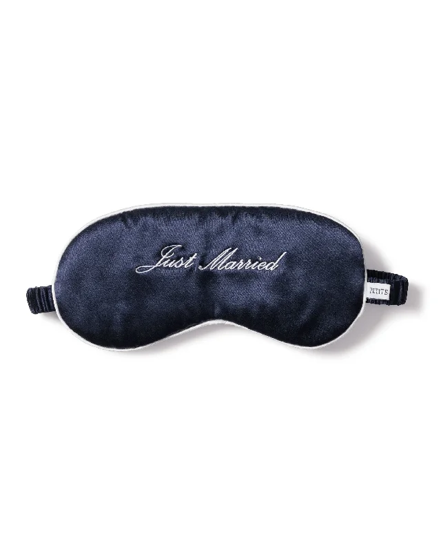 Women’s cozy fleece robe-Navy Silk 'Just Married' Sleep Mask