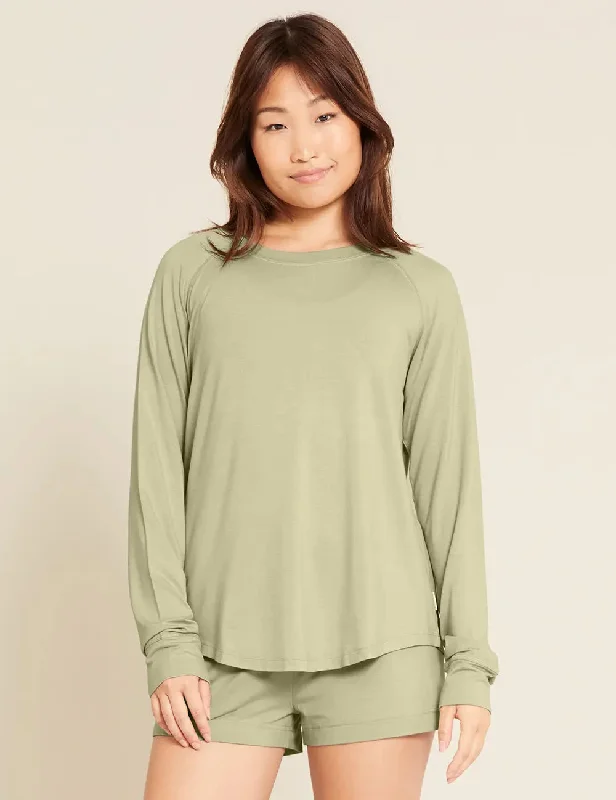 Women’s silky satin nightgown-Sage Goodnight Women's Bamboo Raglan Sleep Top