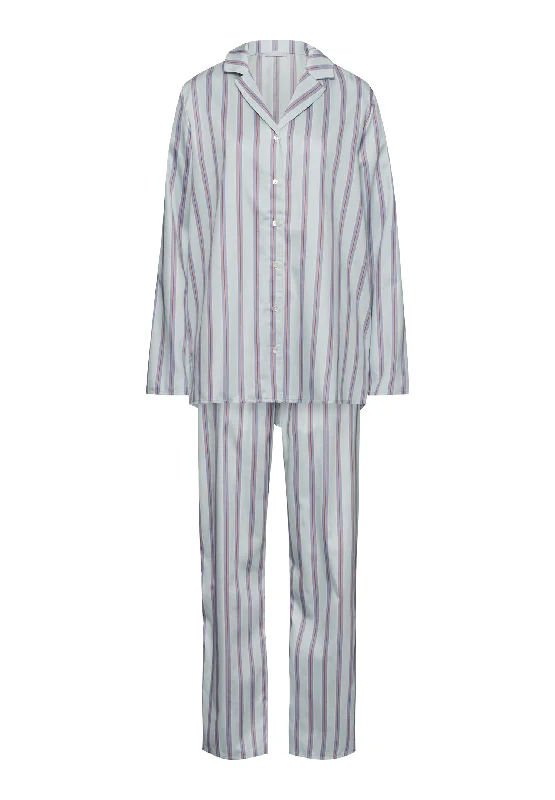 Women’s stylish flannel pajamas-Sleep And Lounge Long Sleeve Pajama Set | Balanced Stripe 72414-2164