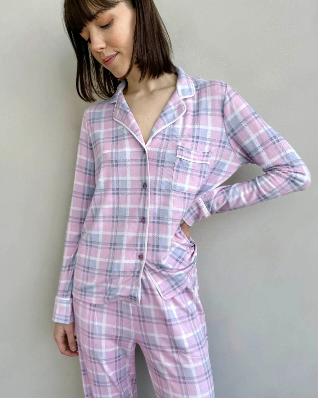 Women’s lightweight modal chemise-Snow Day Plaid Pillowsoft Sleep Set