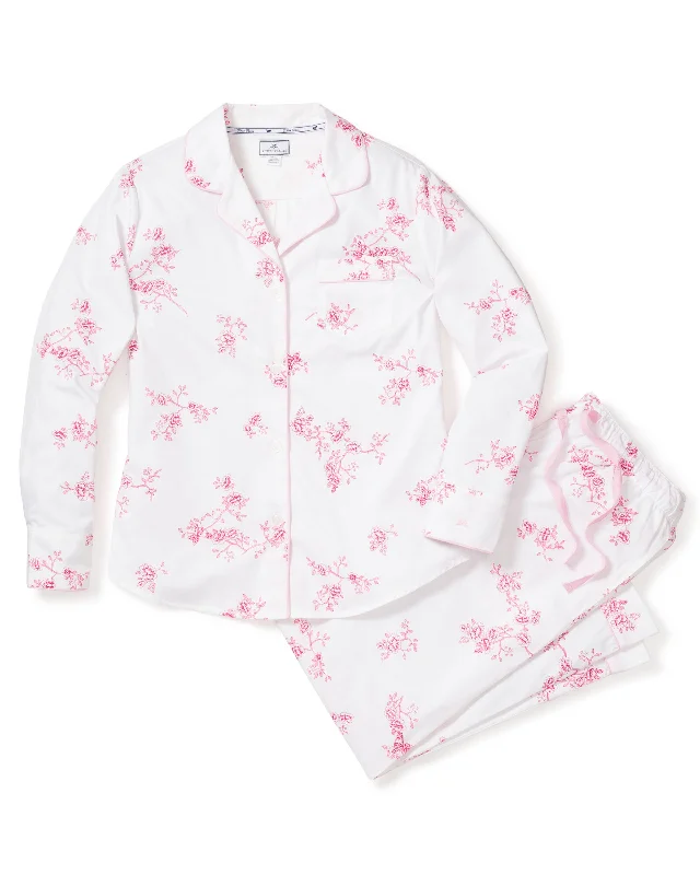 Women’s warm fleece chemise-Women's English Rose Floral Pajama Set