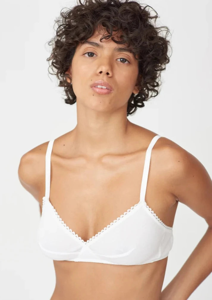 Women’s delicate cotton boyshorts-Araks: Antonia Cotton Bralette - White