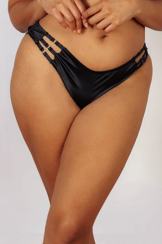 Women’s stretchy high-cut briefs-Ava Black Strappy Brief Curve