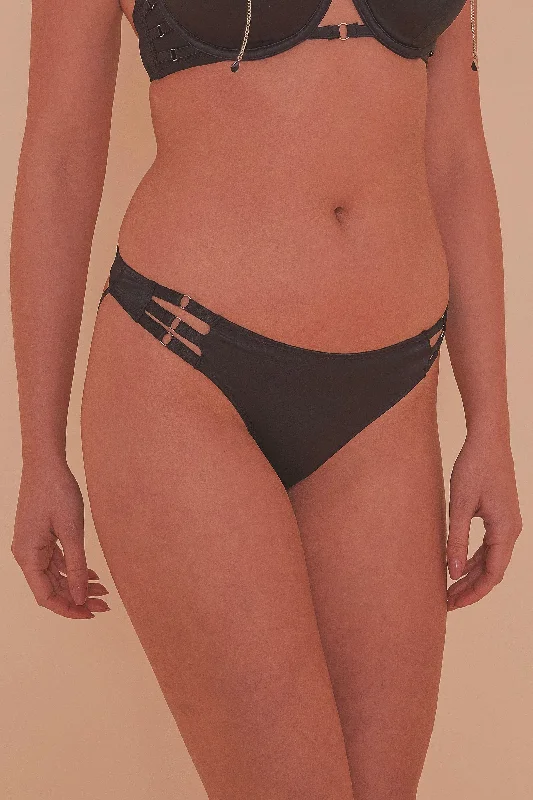 Women’s smooth seamless thong-Ava Black Strappy Brief