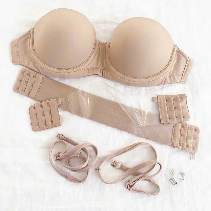 Women’s breathable microfiber thong-Beige & Clear Customizable Bra Set