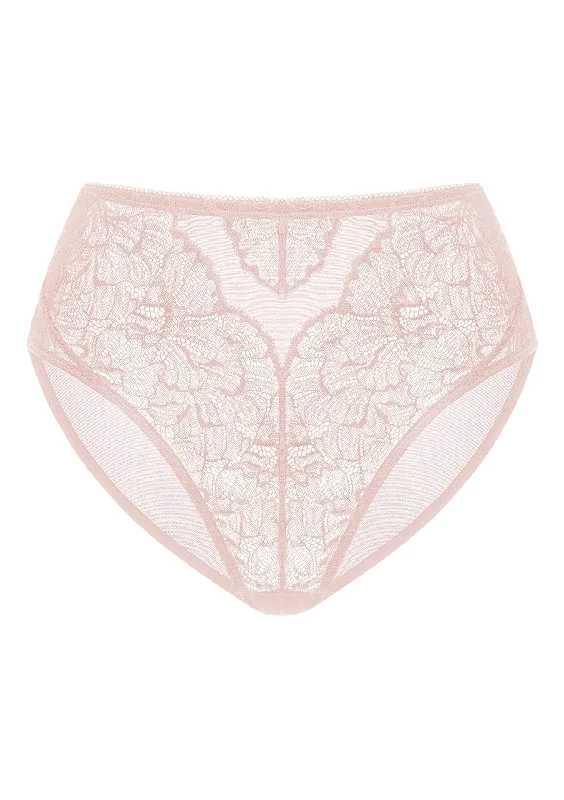 Women’s high-rise cotton panties-Blossom High-Rise Dark Pink Lace Brief Underwear