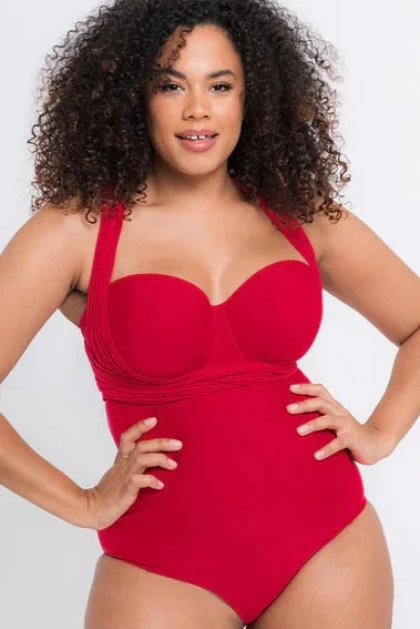 Women’s quick-dry hipster panties-Curvy Kate Wrapsody Bandeau Swimsuit *Final Sale*