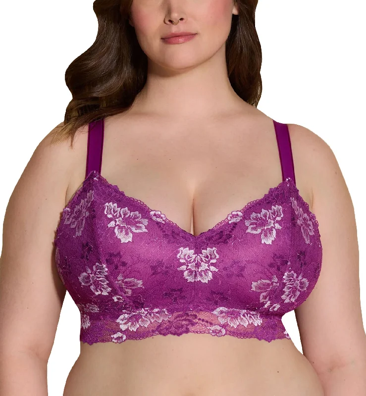 Women’s delicate lace boyshorts-Cosabella Savona ULTRA Curvy Longline Bralette (SAVON1385) - Swiss Beet/White