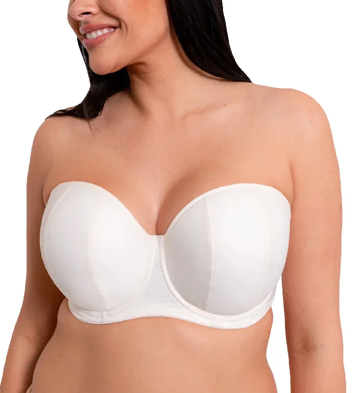 Women’s microfiber string bikini-Curvy Kate Luxe Multiway Strapless Underwire Bra (CK2601) - Pearl Ivory