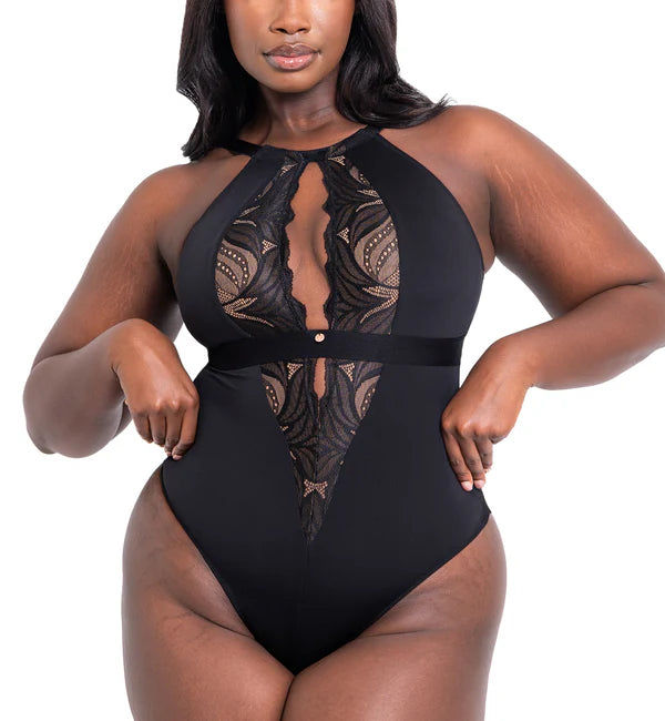 Women’s lightweight mesh boyshorts-Curvy Kate Scantilly Indulgence Stretch Lace Bodysuit