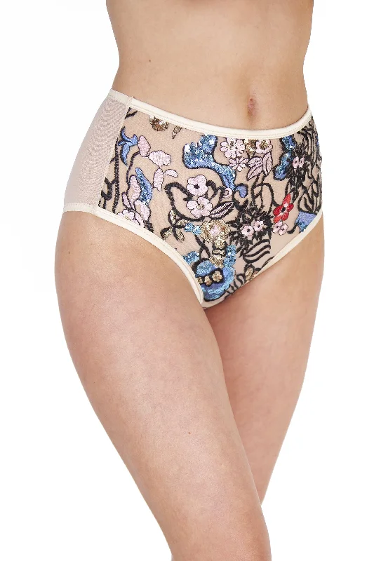 Women’s floral lace panties-Eleanor Embroidery High Waist brief