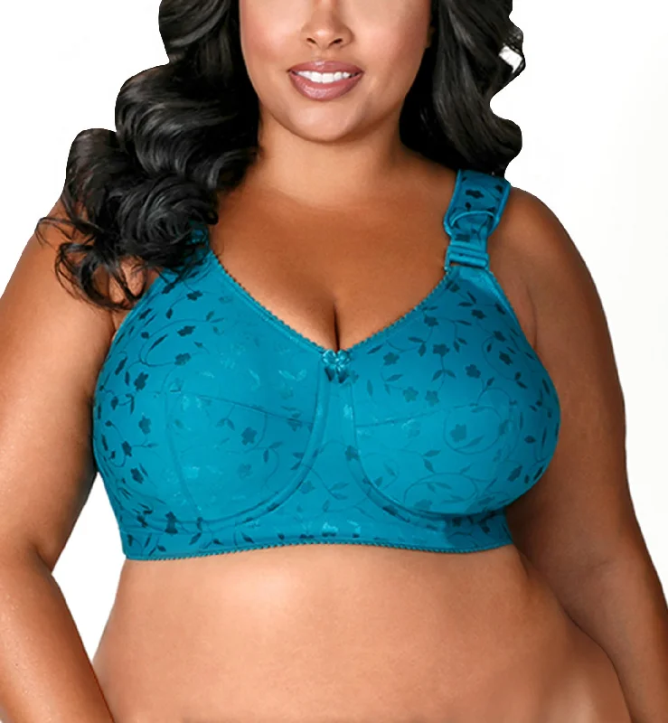 Women’s floral lace panties-Elila Sidney Jacquard Full Support Softcup Bra (1305) - Emerald Green