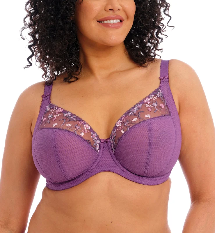 Women’s breathable cheeky panties-Elomi Charley Banded Plunge Underwire Bra (4380) - Pansy